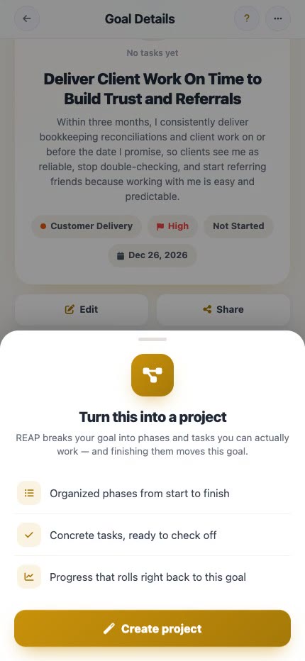 Goal Into a Project